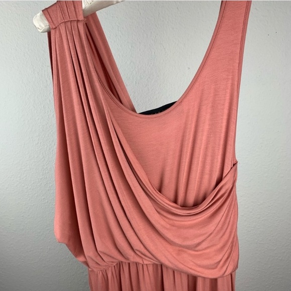 REMAIN Romantic Blush Asymmetrical Wrap style rich blush pink stretch Dress Sz L - Picture 7 of 10